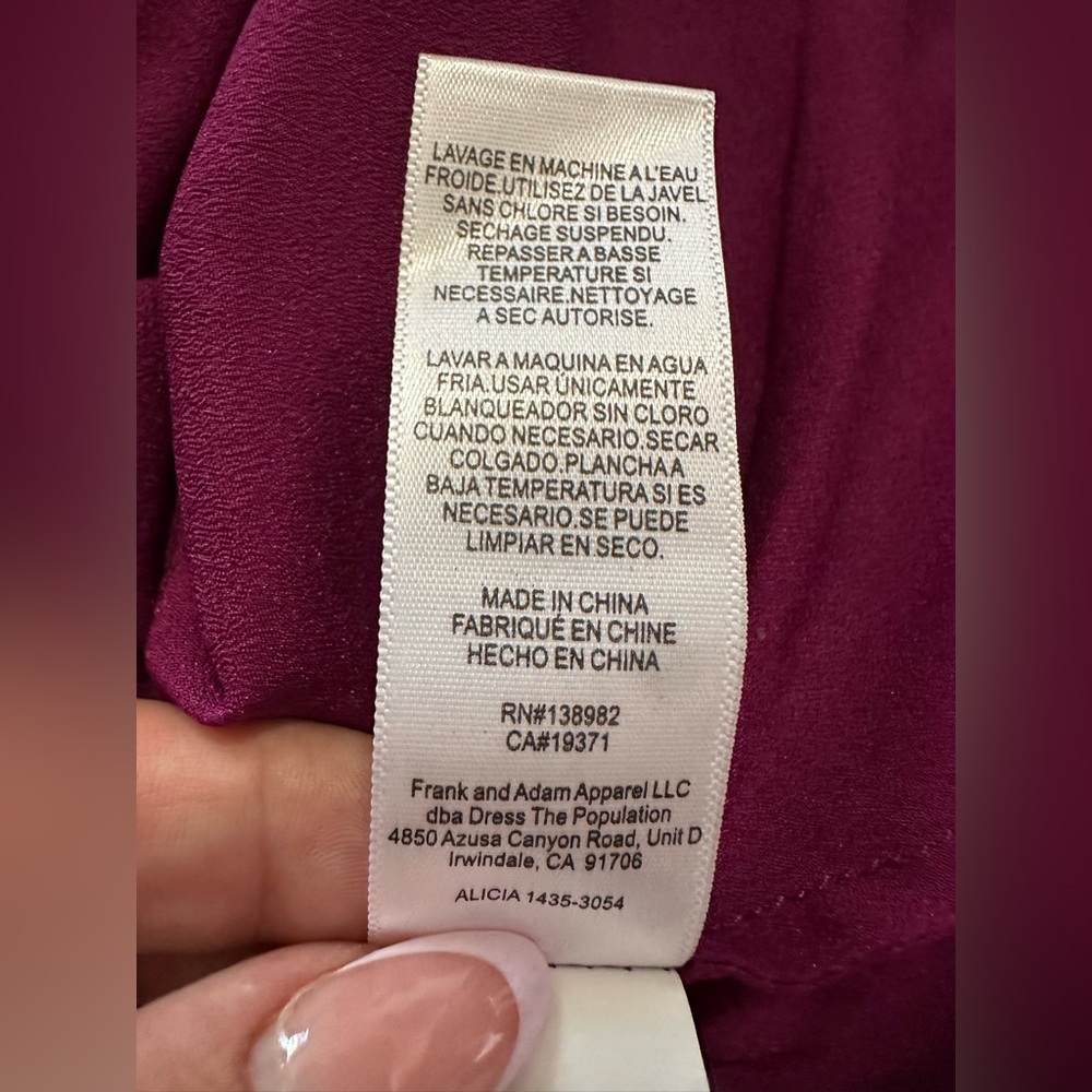 Dress the Population Alicia Sleeveless Midi Dress in Deep Magenta Purple - Sz M - Picture 10 of 11